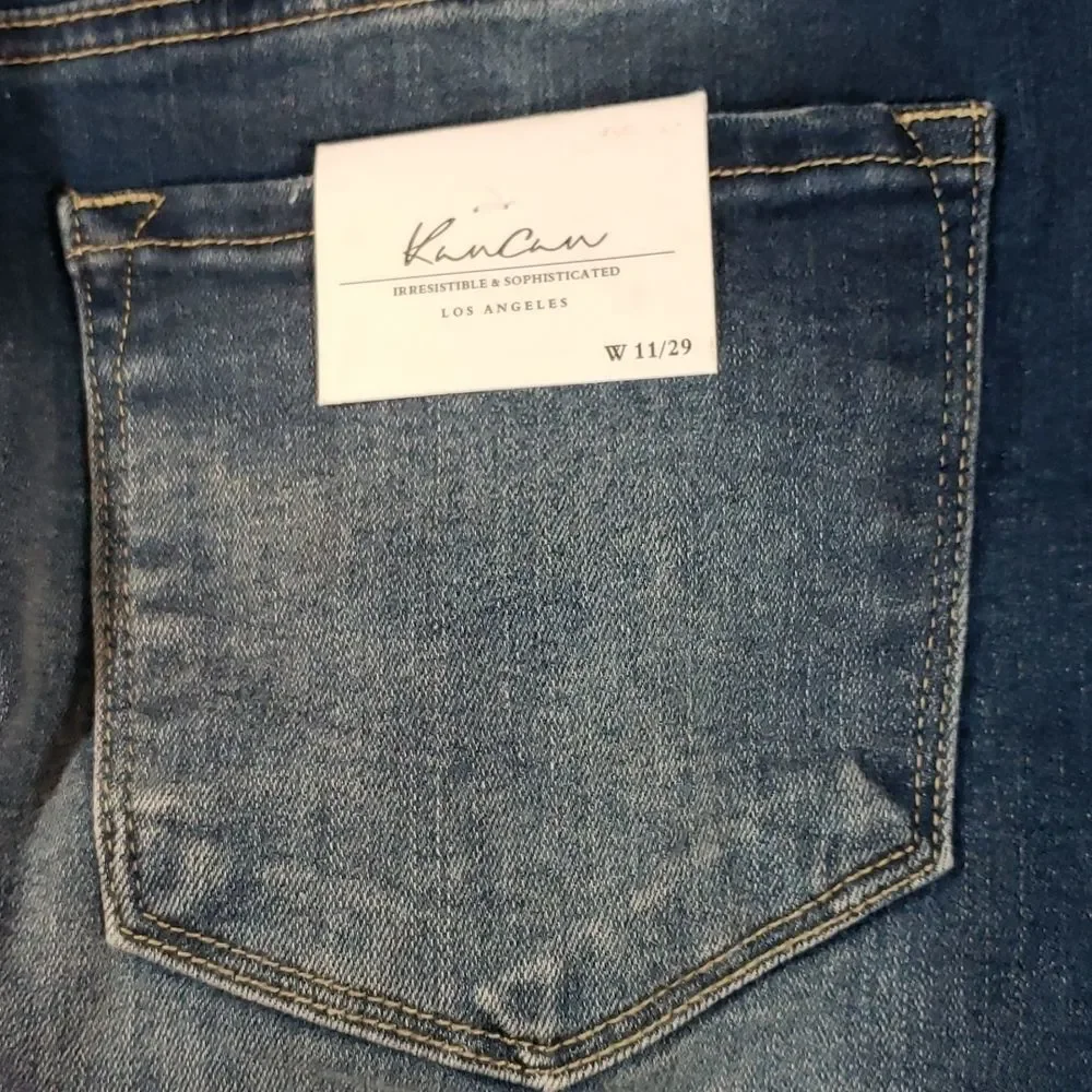 NEW NWT Jean Denim Distressed‎ Raw Hem Skirt by KanCan KC6062M Size 11 29